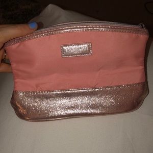 Pink rose gold makeup bag